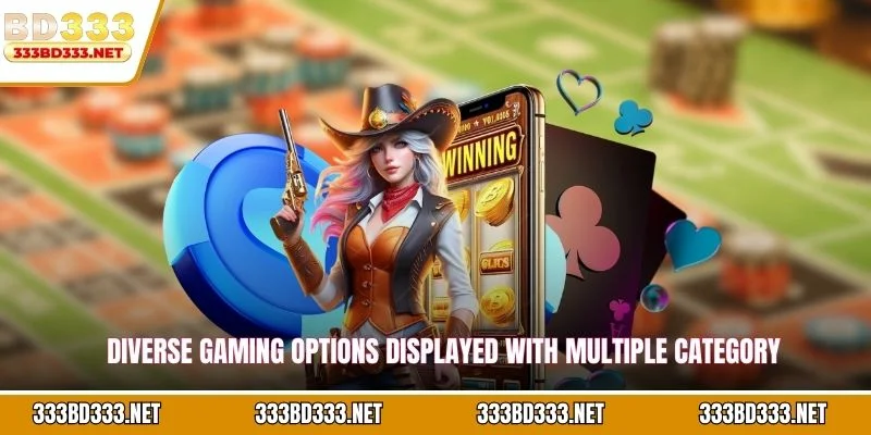 Diverse gaming options displayed with multiple category representations